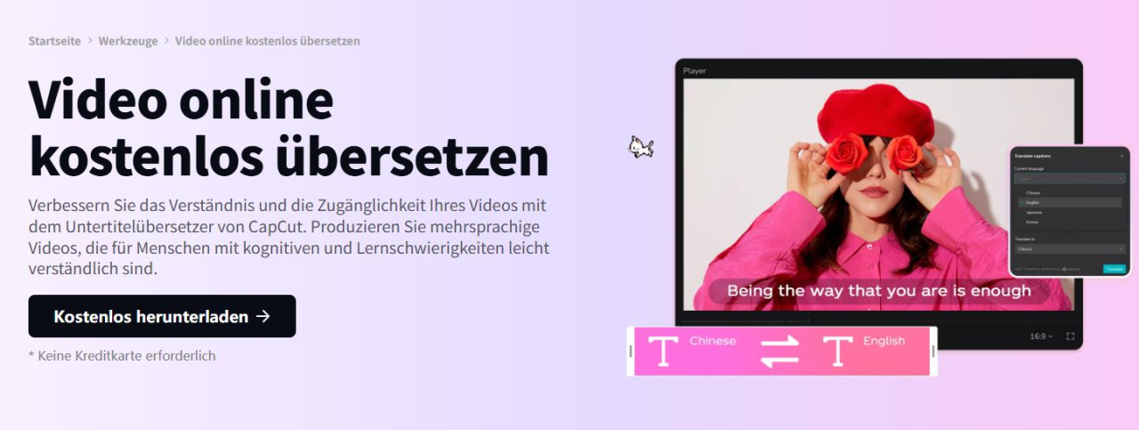 CapCut eignet sich für das Übersetzen und Bearbeiten von Videos.